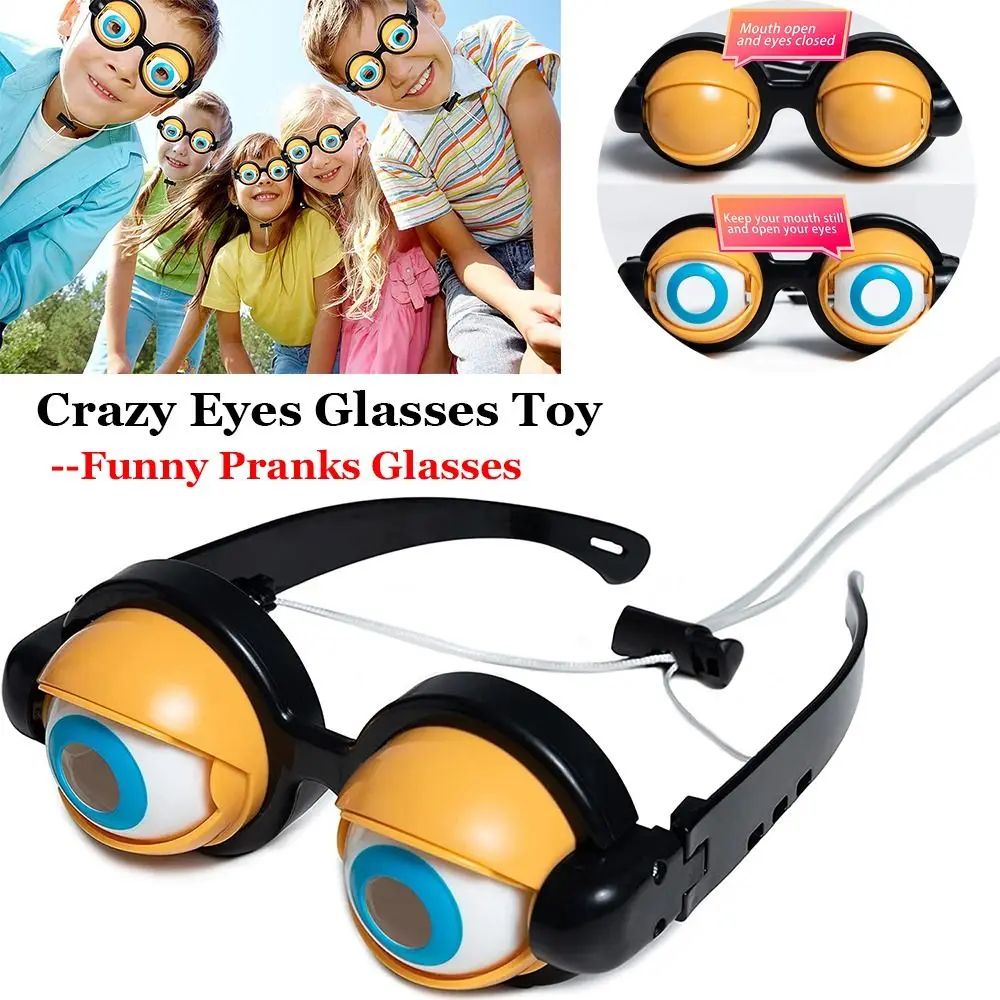 Funny Glasses Crazy Eyes Props for Adult Kids Crazy Blink Big Frog Eye Plastic Toy Accessories for Party Christmas Halloween