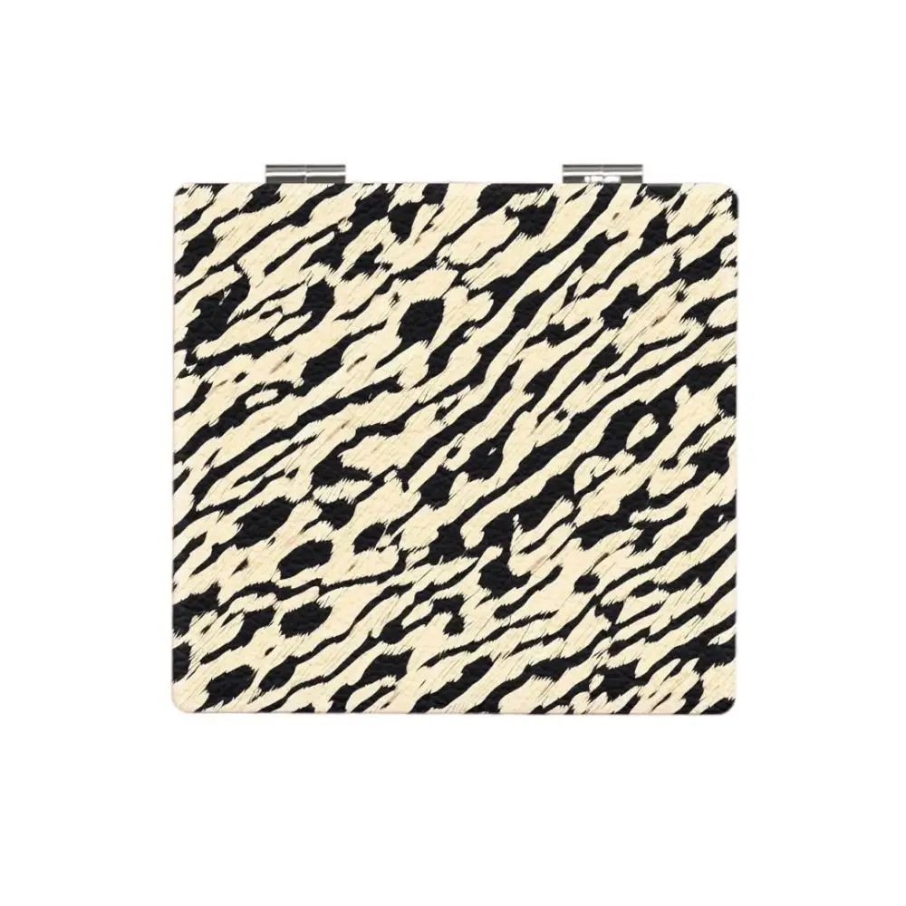 Portable Leopard Print Makeup Mirror Folding Square Pocket Mirror Double-Sided Mini Cosmetics Mirror