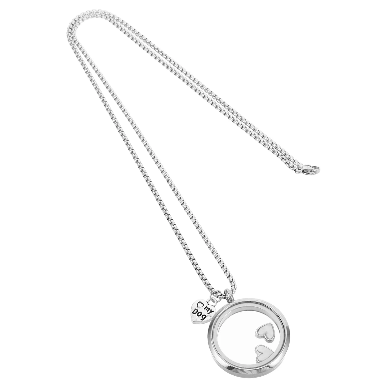 Pet Memorial Necklace for Dog Hair Or Tooth Stainless Steel Openable Pendant Keepsake Jewelry for Women Men Daily Wear