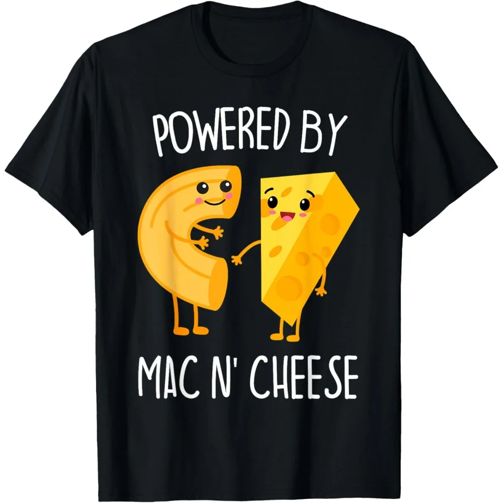 Camiseta divertida Powered By Mac N Cheese, camiseta Unisex con alimentación de queso, amantes de los alimentos, moda de verano para hombres y mujeres, cuello redondo, manga corta