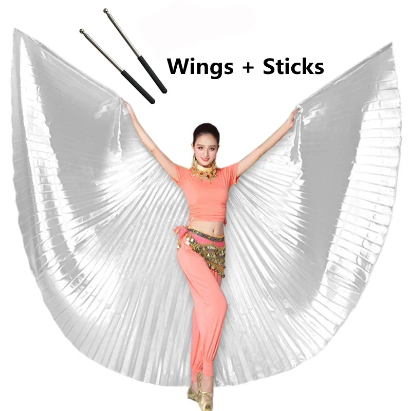 Belly Dancing Gold and Multi Colors Options Egyptian Isis Wings Women Stage Performance Wear With Sticks Belly Dance Accessories