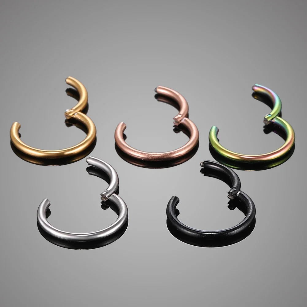 1/5Pc 316L Stainless Steel Twist Hinged Septum Nose Rings Hoop for Women Men, Septum Clicker Cartilage Tragus Helix Ear Piercing