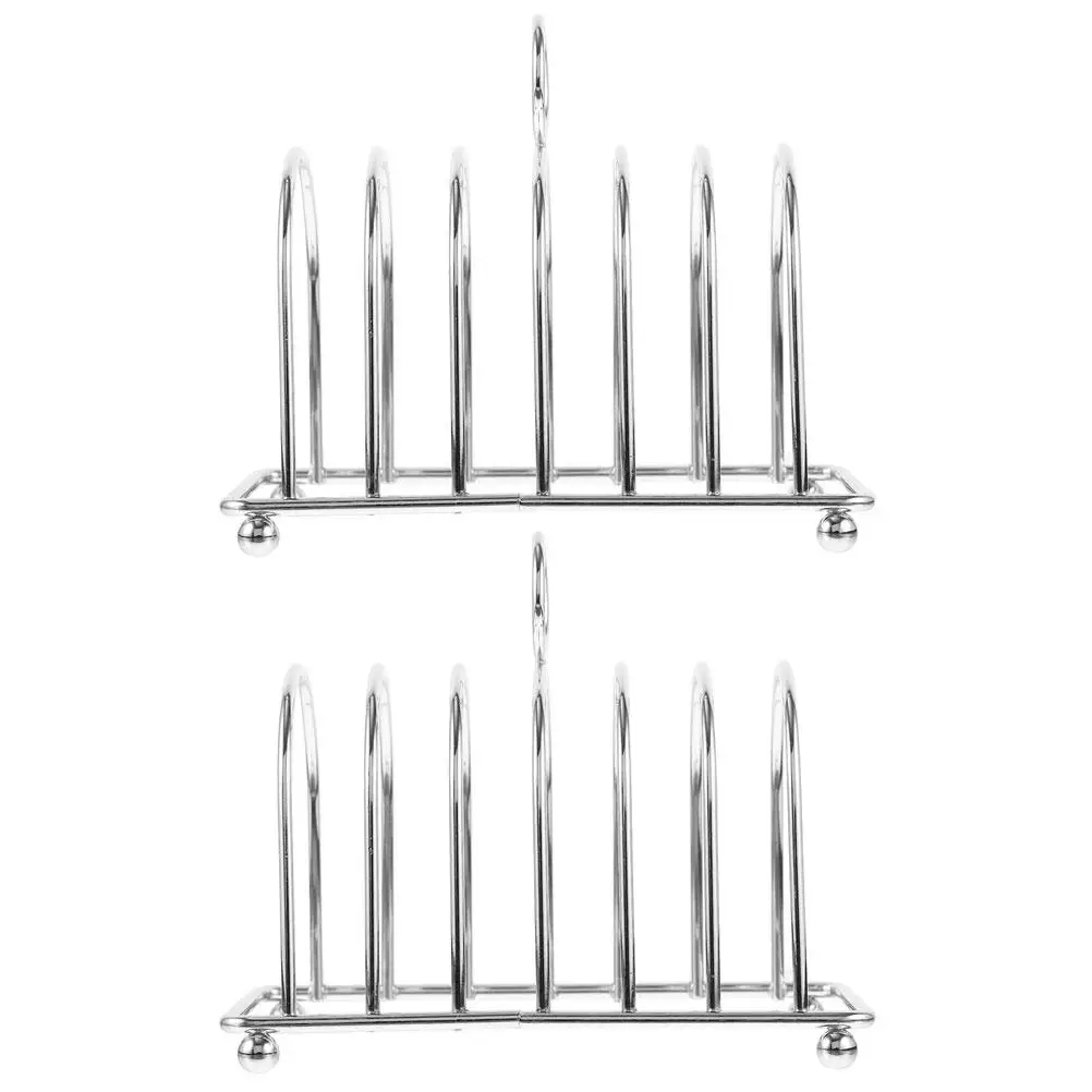 

2 Pcs Steel Bread Rack Home Kitchen Silver Desktop Kitchen Toast Holder Stand Toast Holder Cooling Rack Baking Pan
