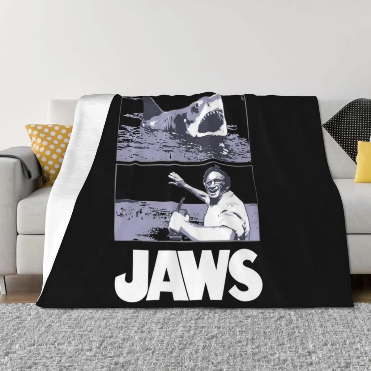 

Jaws 1975 movie fan art Throw Blanket Soft valentine gift ideas Quilt Sleeping Bag Blankets