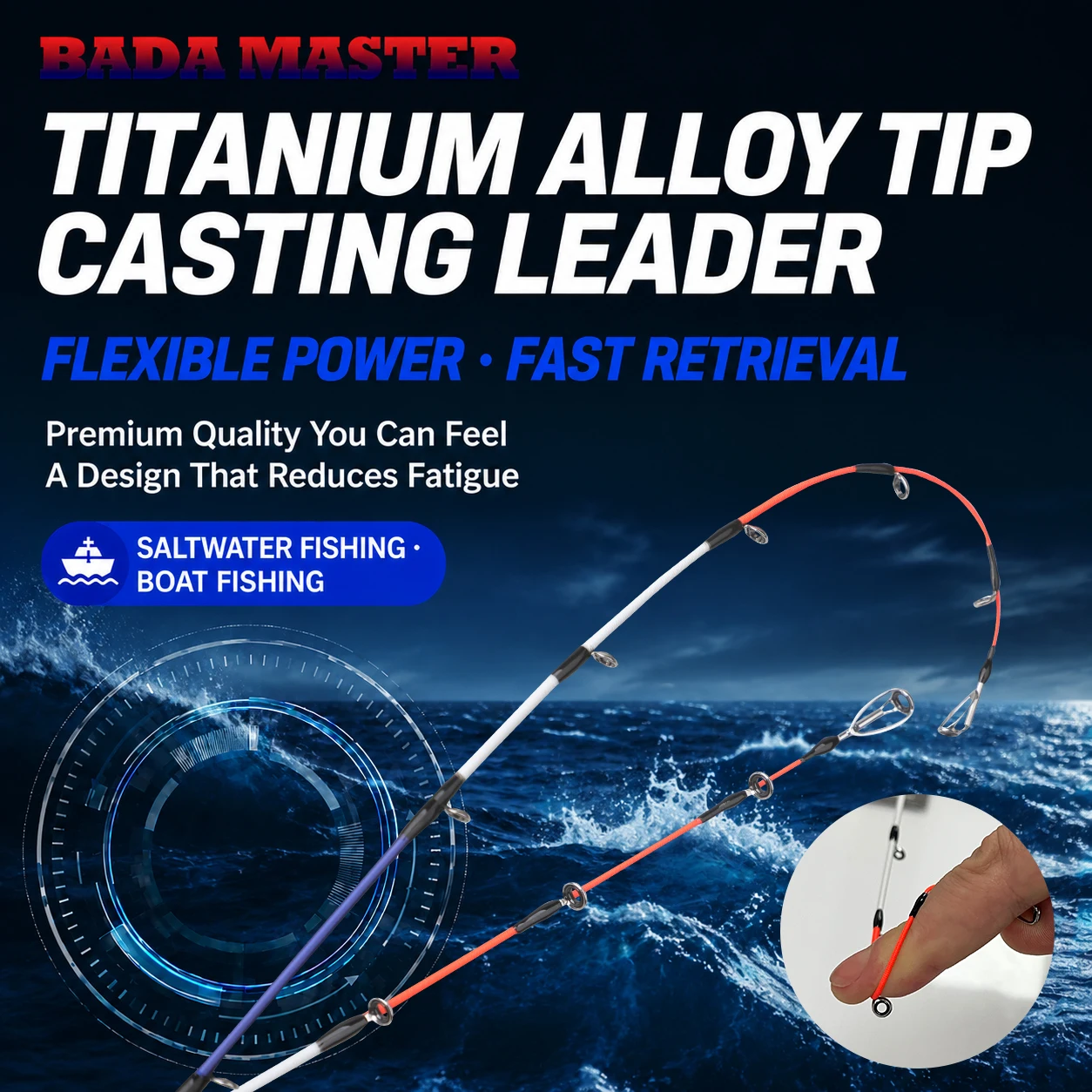 ROLLFISH 1,6m Tintenfisch-Jiggingrute, Ultraleichte 80g Titan-Spitze 46T Kohlefaser Spinnrute für Bootsangeln – Detail 2