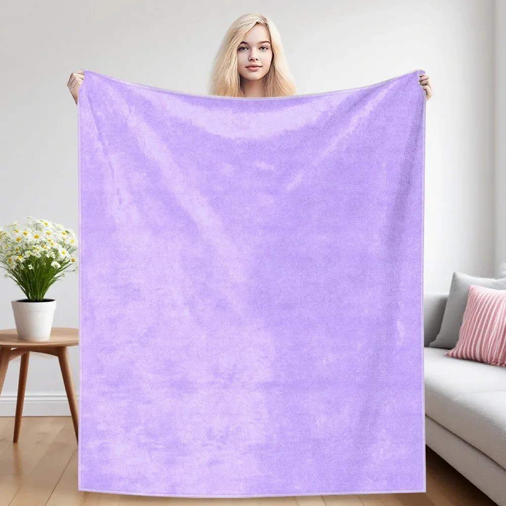 Lilac Solid Flannel Blankets Are Suitable For Sofas, Men's Room Decorations, Thick And Warm Gifts For Teenagers