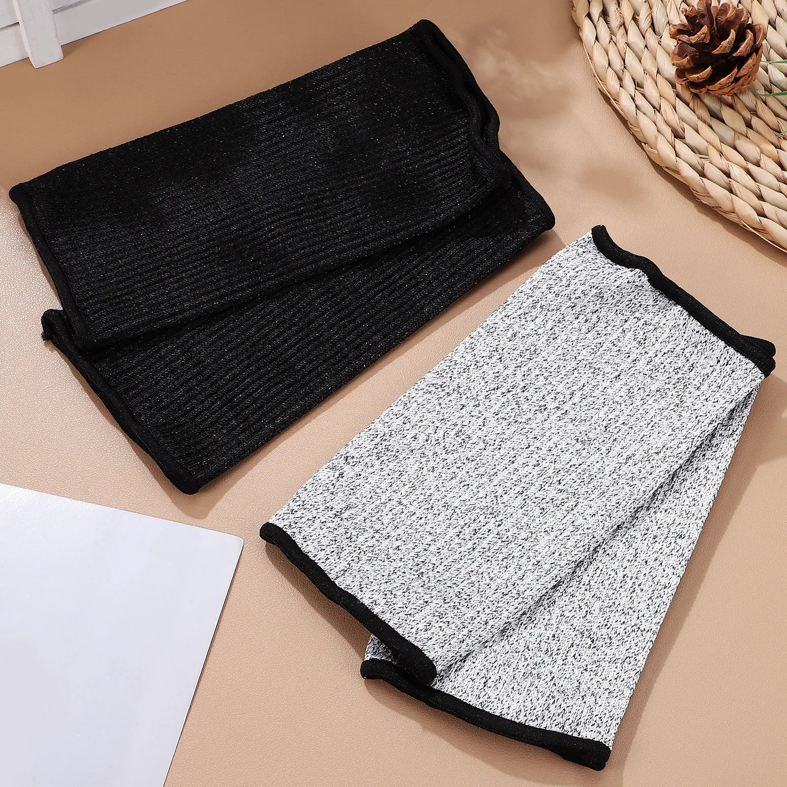 Cut Resistant Arm Sleeves 2 Pairs Safety Forearm Protection for Work Gardening Kitchen and Construction