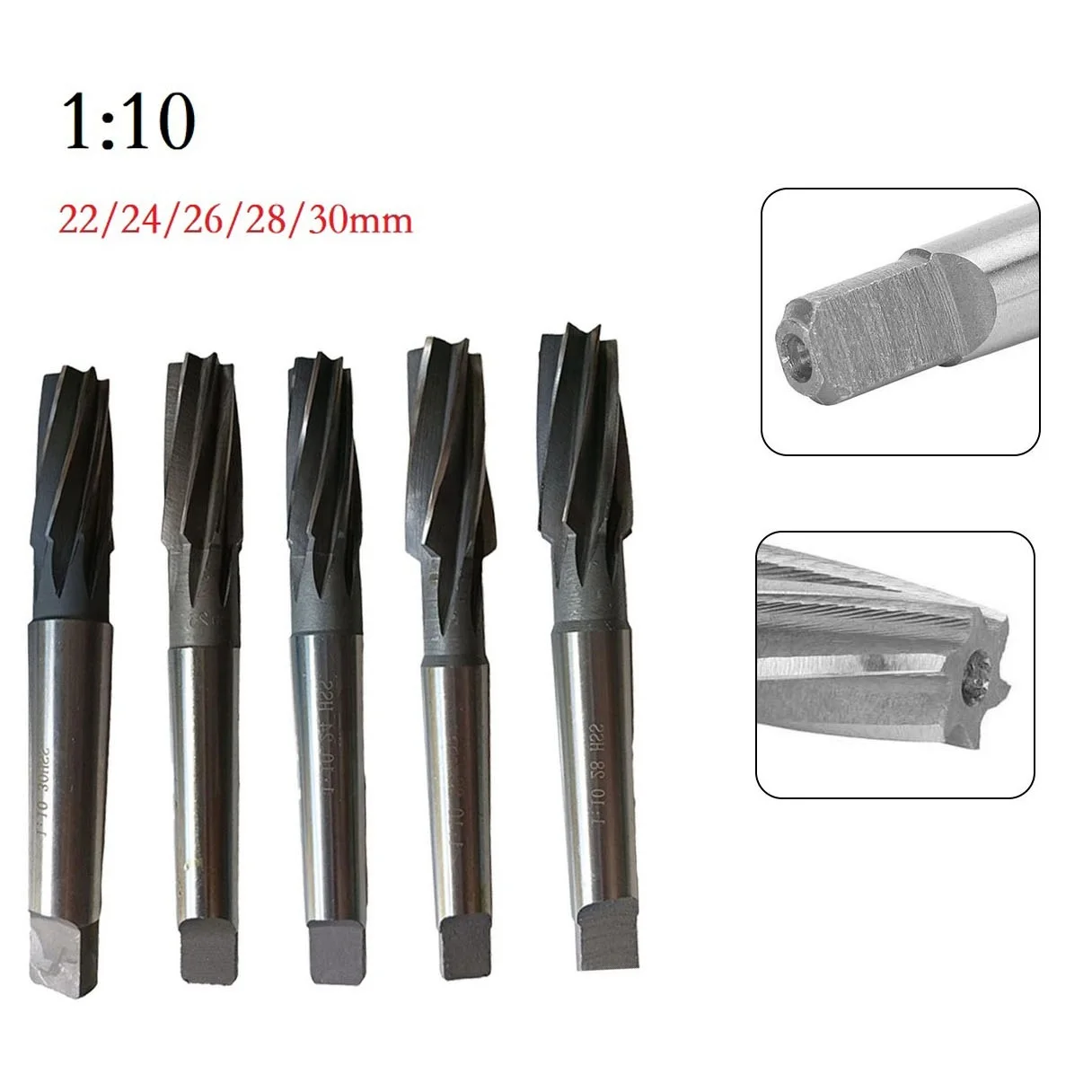 

1pcs 1:10 Morse Taper Reamer Tapered Chucking Spiral Reamer HSS Machine Reamer CNC Tools Accessories 22/24/26/28/30mm