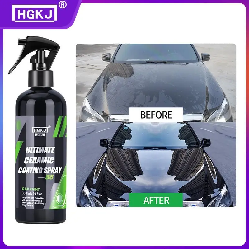 Ceramic Coating For Auto Paint HGKJ S6 Crystal Wax Spray Nano Hydrophobic Liquid Polymer Oleophobic Anti Rain Car Care