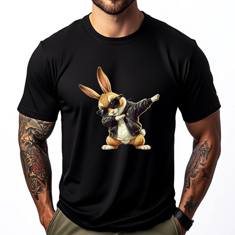 

Boy Kid Easter Day Dabbing Bunny Rabbit Hip Hop Easter Baket Sports T Shirt Men Man Camisas De Hombre Camisa