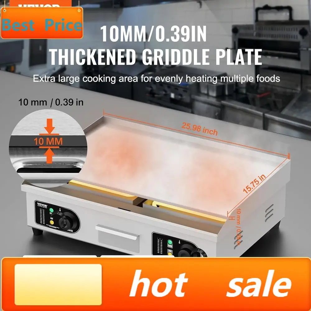 

Акция: Усовершенствованная электрическая сковорода-гриль, 2800 Вт, верхняя поверхность из нержавеющей стали, 2 лопатки и 2 щетки, регулируемая температура 122-572°F ° Ф, И