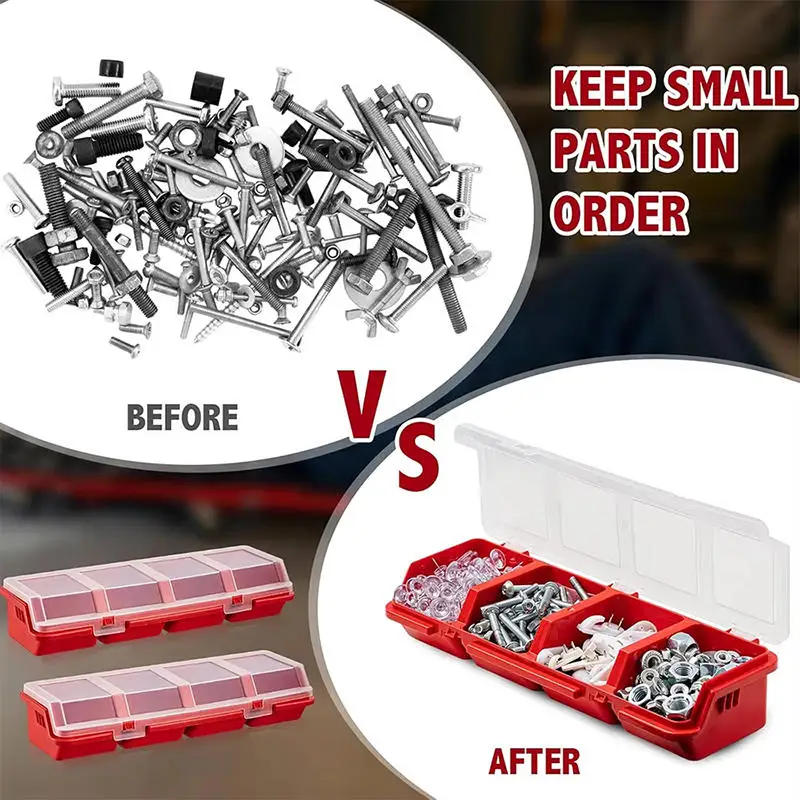 1/2pcs Multi-Compartment Organizer Box For Screws & Small Parts - Durable Plastic Hardware And Jewelry Storage Case