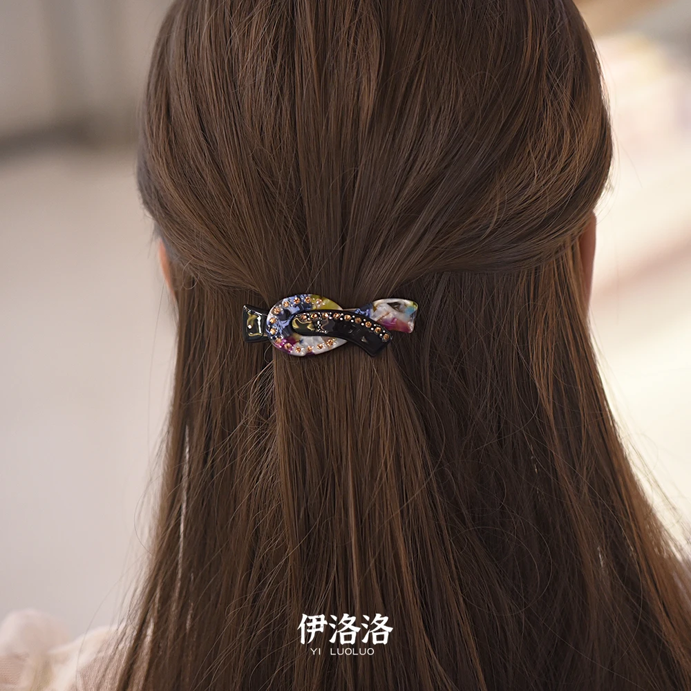 Women Headwear Small Size Rhinestone Hair Clip Acetate Vintage Hair Barrette Fashion Cute Hair Accessories For Women