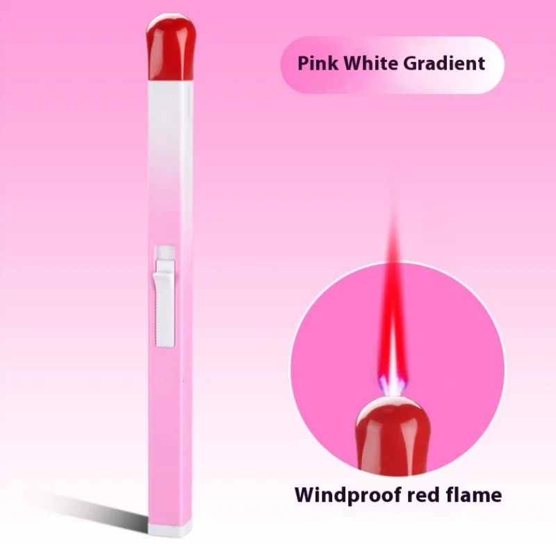 Interesting Match Lighter, Cute Pink Flame Long Handle Lighter, Household Igniter, Smoking Accessories, Cigar Lighter, Cool Gift