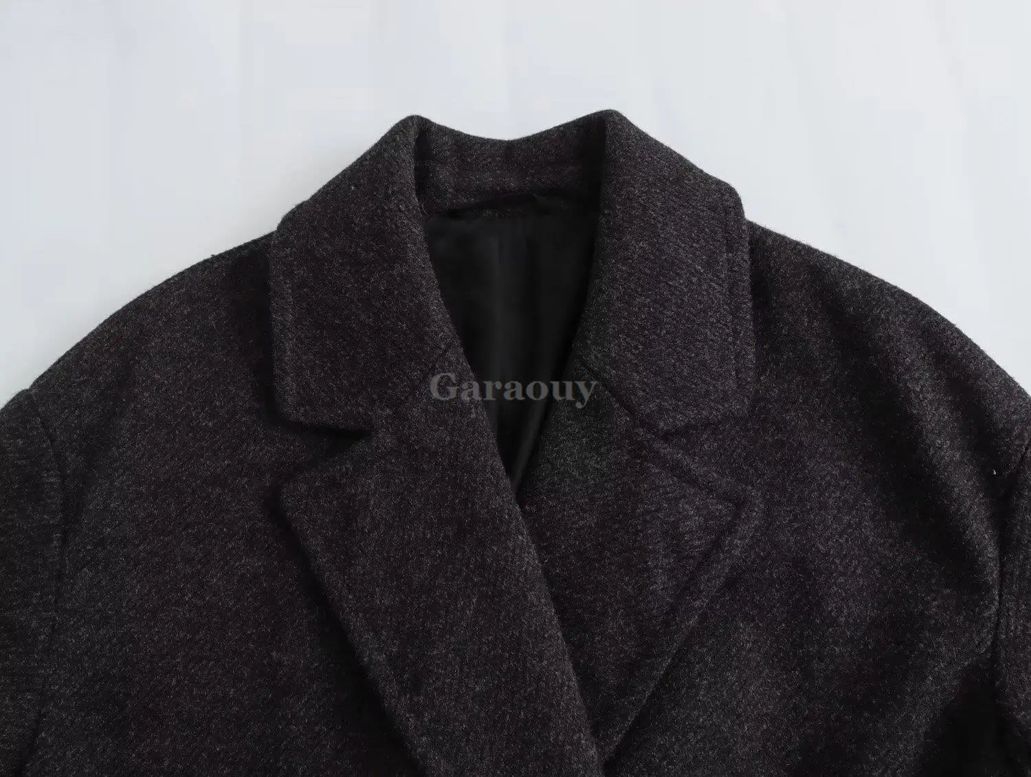 Garaouy 2024 Winter Women Simple Double Breasted Long Suit Woolen Coat Female Oversized Loose Blazer Overcoat Office Lady Jacket