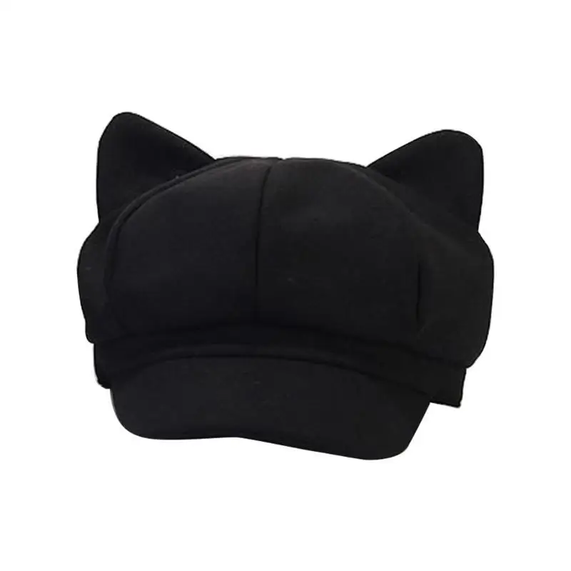 652F القط الأذن قبعة قبعة للكبار الإناث موضة Y2K قبعة مثمنة InsStyle سائق قبعة كول بنات شيلبي قبعة للينابيع