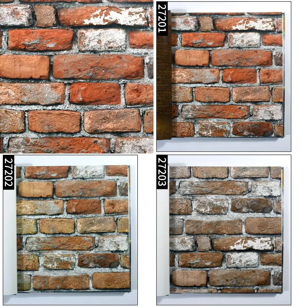 Retro Vintage 3D Brick Wall Mural Wallpaper for Bar Cafe Restaurant Industrial Loft Style