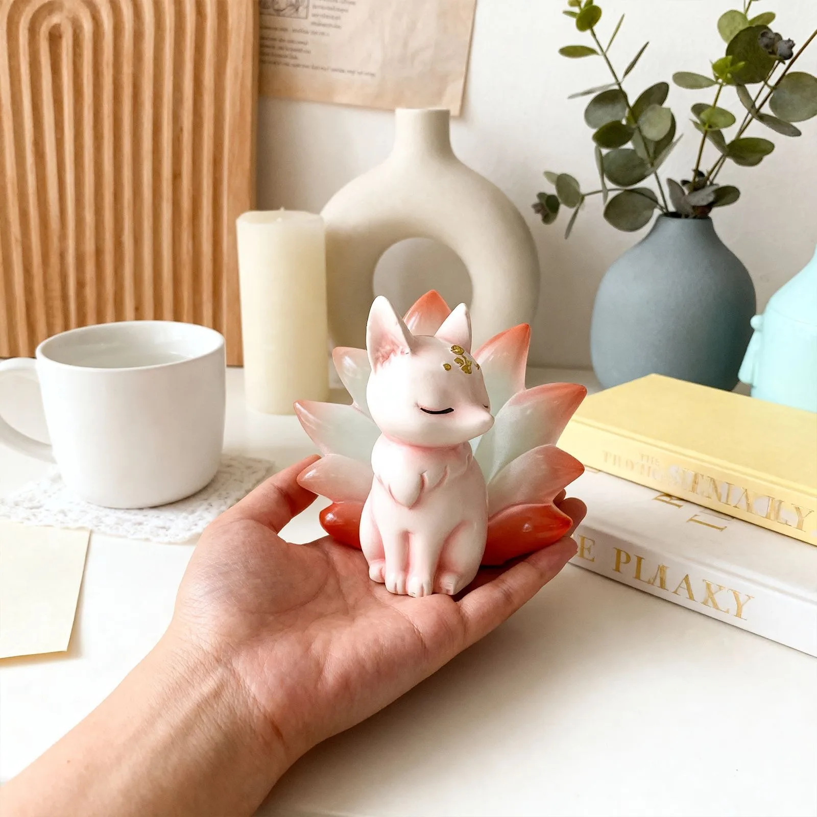 3D Nine-Tailed Fox Silicone Mold DIY Aromatherapy Gypsum Candle Aroma Stone Fox Ornament Mold
