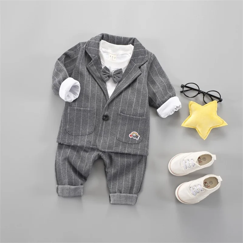 LZH Children\'s Clothing 2024 Autumn New Sports Casual Long Sleeve Baby Boys Clothing Formal Coat+Top + Pants 3 PCS Suits 1-5Yrs