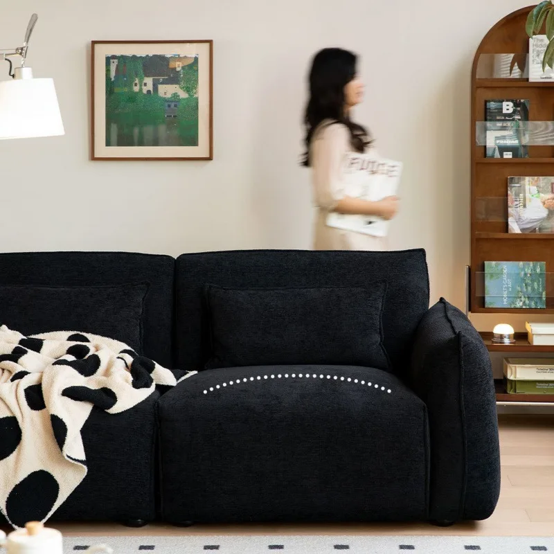 #Warm island sofa light luxury small apartment home three-person retro Bauhaus steel-free Ness velvet fabric sofa