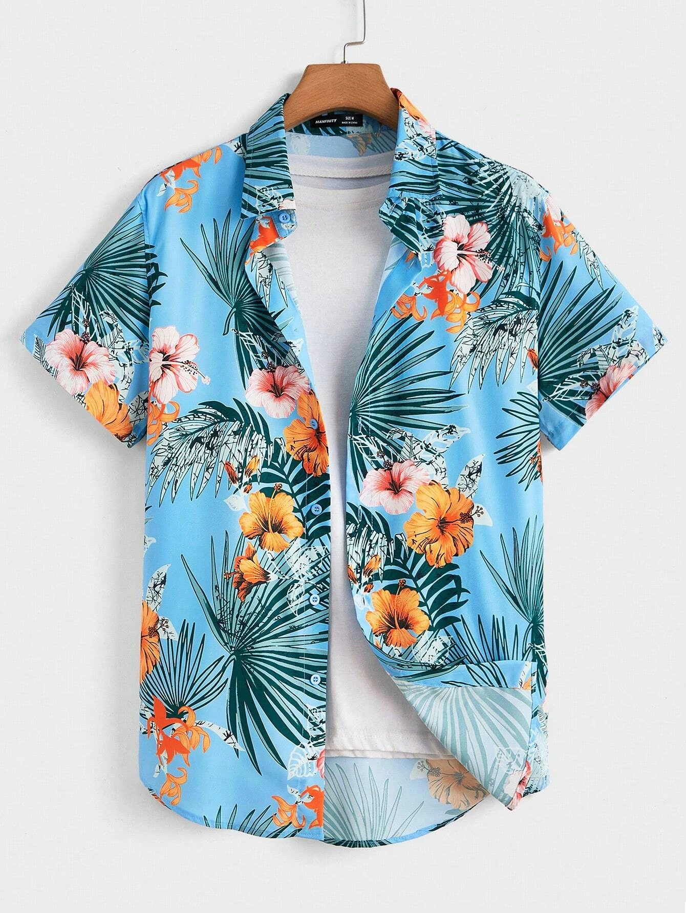 

NEW Hawaiian 3D Floral Plant Print Short Sleeve Shirt For Men And Women Beachfront Lapel Stylish Casual Button-down Shirt Tops