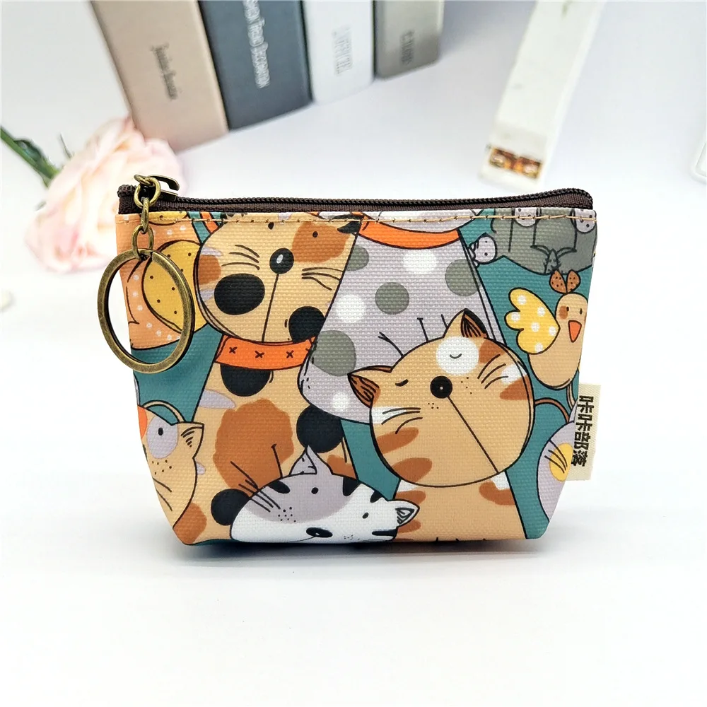 

Polyester Waterproof Cartoon Print Keychain Short Wallet Girls Boys Small Organizer Pouch Ladies Money Bag Coin Purse for Women