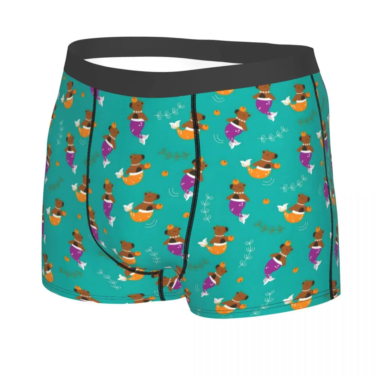 Custom Cute Mermaid Capybara Pattern Boxer Shorts For Men 3D Print Underwear Panties Briefs Stretch Underpants