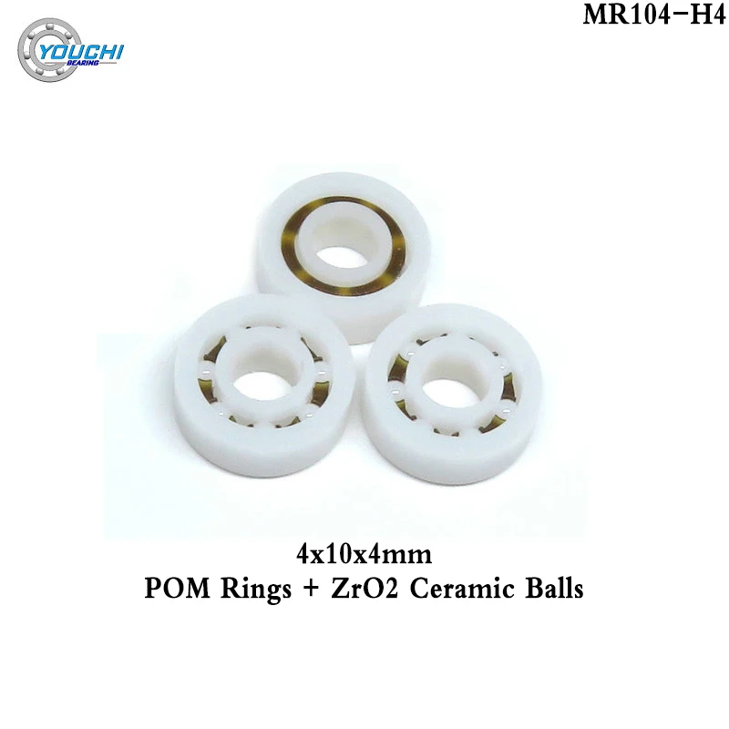 

10pcs 4x10x4mm POM Plastic Bearing with ZrO2 Ceramic Balls MR104K 4*10*4 No Seals POM Rings Insulated Waterproof Bearings