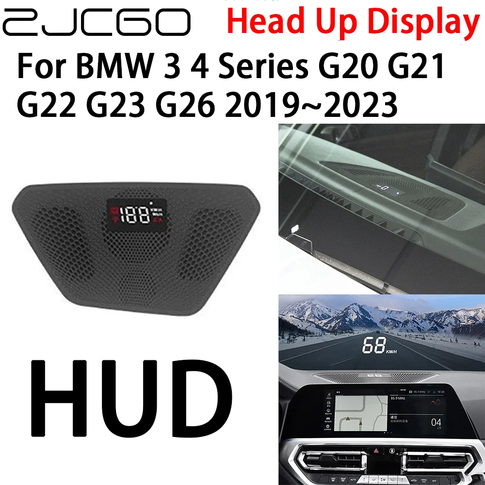 ZJCGO Car HUD Head Up Display Speedometer Projector Electronic Accessories for BMW 3 4 Series G20 G21 G22 G23 G26 2019~2023