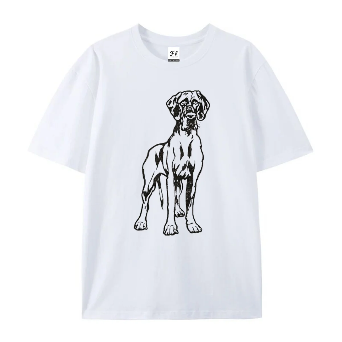 Vintage Dog Line Art Graphic T-Shirt Minimalist Pet Lover Sketch Print Casual Crew Neck Short Sleeve Tops Animal Lover Tees