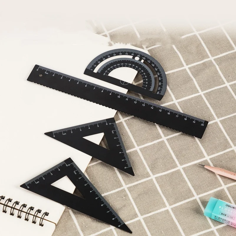 4pcs Metal Ruler Set - 6 Colors Maths and Drawing Tools, Drafting Rulers for Students and Designers