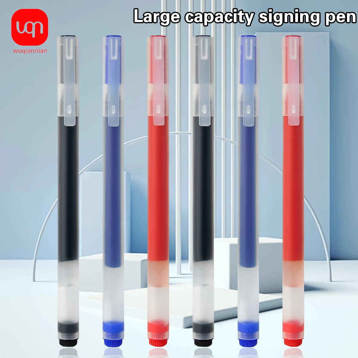 WQN-12PCS Gel Pen,Smooth Writing Transparent Pen Barrel, Multicolor Ink, School And Office Stationery Supplies