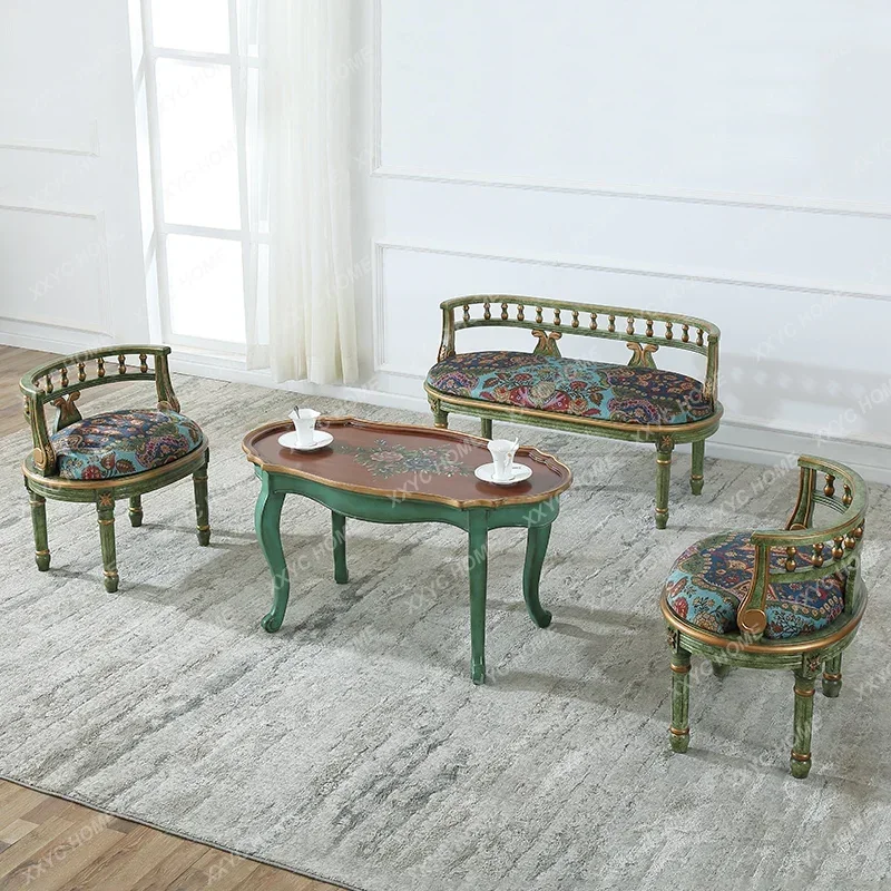 XX LMediterranean Oval Coffee Table CasualCountry Vintage Painted Coffee Table