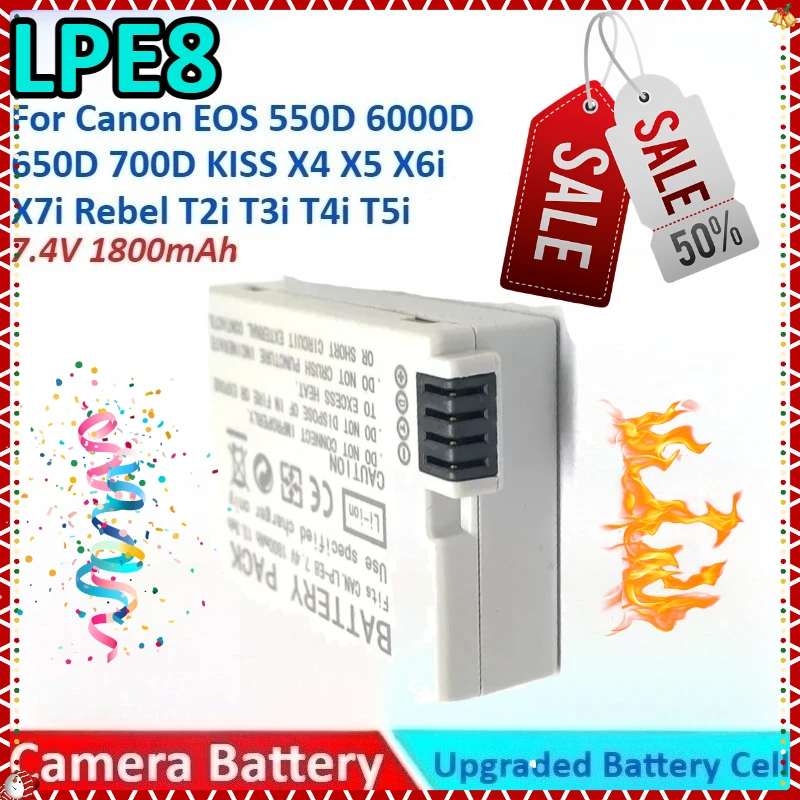 Аккумулятор для камеры LP-E8 1800 мАч, 7,4 В + зарядное устройство для Canon EOS 550D 650D 700D 6000D для KISS X4 X5 X6i X7i для Rebel T2i T3i T4i T5i Аккумулятор для камеры LP-E8 1800 мАч, 7,4 В + зарядное устройство для Canon EOS 550D 650D 700D 6000D для KISS X4 X5 X6i X7i для Rebel T2i T3i T4i T5i
