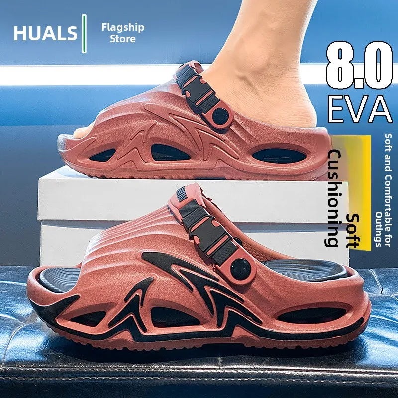 

Men's Summer Outdoor Sports Sandals Anti-Slip Thick Bottom Beach Slippers Driving Dual-Purpose Low-Top Korean Style EVA