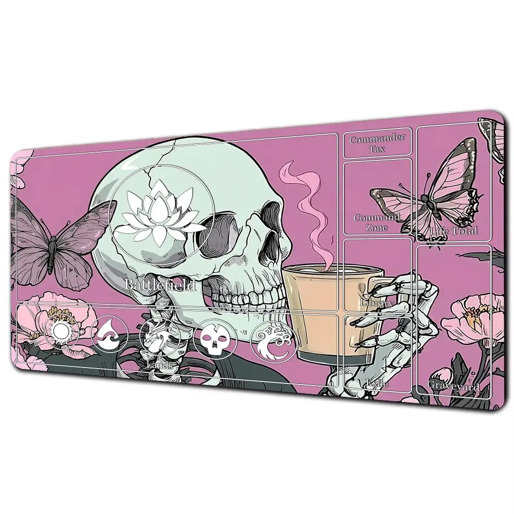 

Magic card playmat with zone Romantic skull art illustration mtg Playmat Desk Mat gamer keypad expansion gaming mouse pad
