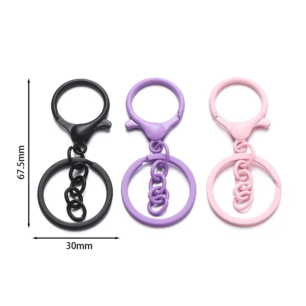 5pcs Candy Color Keyring Lobster Clasp Hook With Rotating Buckle For DIY Jewelry Making Keychain Connector Key Ring Accessories