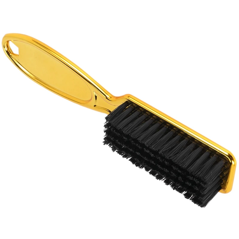 Fade Brush Comb Scissors Cleaning Brush Barber Shop Skin Fade Vintage Oil Head Shape Carving Cleaning Brush Gold 2PC