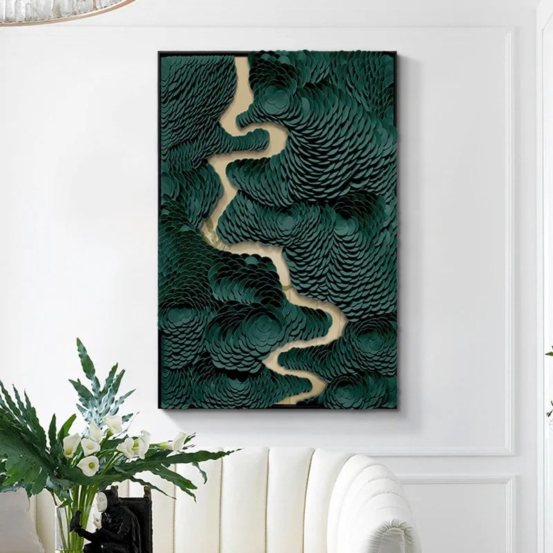 3D Three-dimensional Art French Hanging Cream Style Model Room Decorative Painting Entrance Painting Leather C