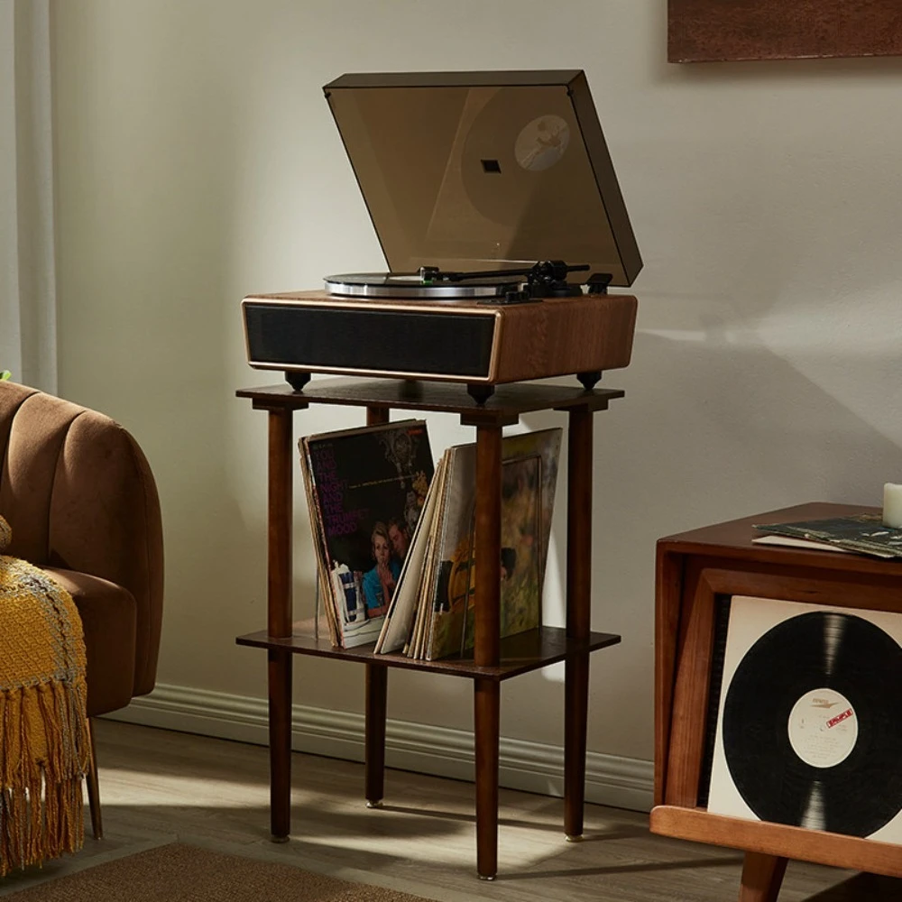 Huygens Retro Wood Vinyl Record Player, Bluetooth Turntable Built-in Speakers Vintage Phonograph