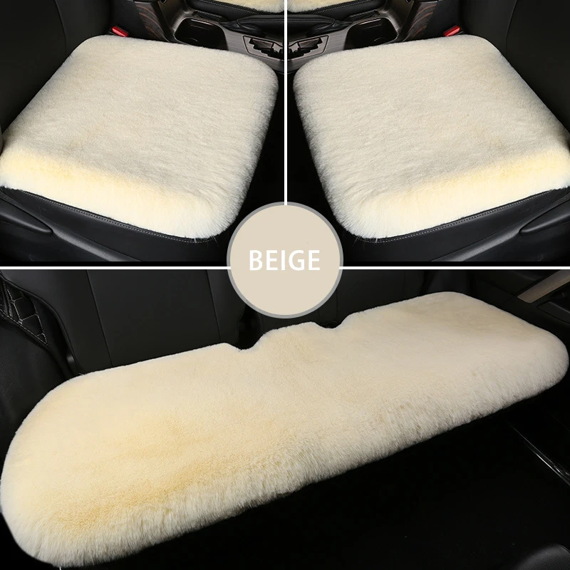 Car Seat Cushion Winter Warmth Plush and Fluffy Car Seat Front and Rear Cushion Set Fleece Warm Cotton Pad Car Interior