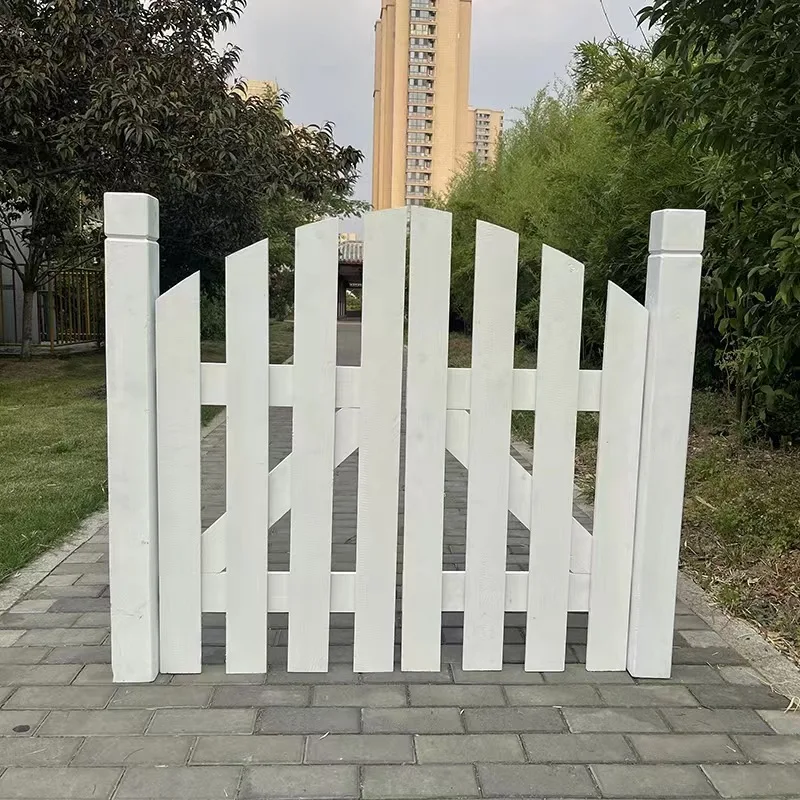 Antiseptic wood fence door  double open wooden door outdoor courtyard  garden wooden door