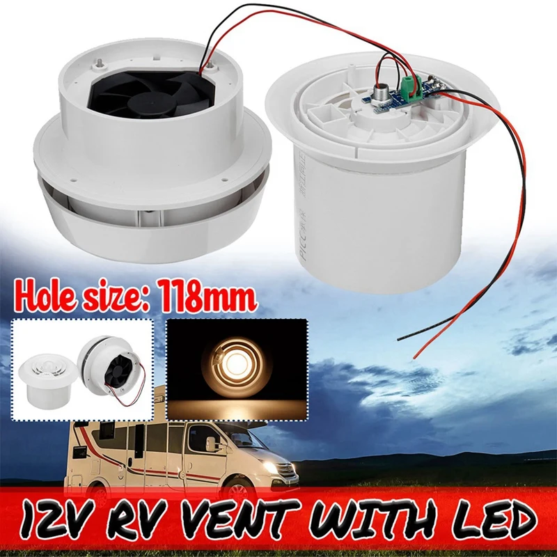 RV Camper Car Roof Exhaust Fan Ceiling Round Air Outlet 12V Strong Wind With LED Light For Caravan Ventilation Fan