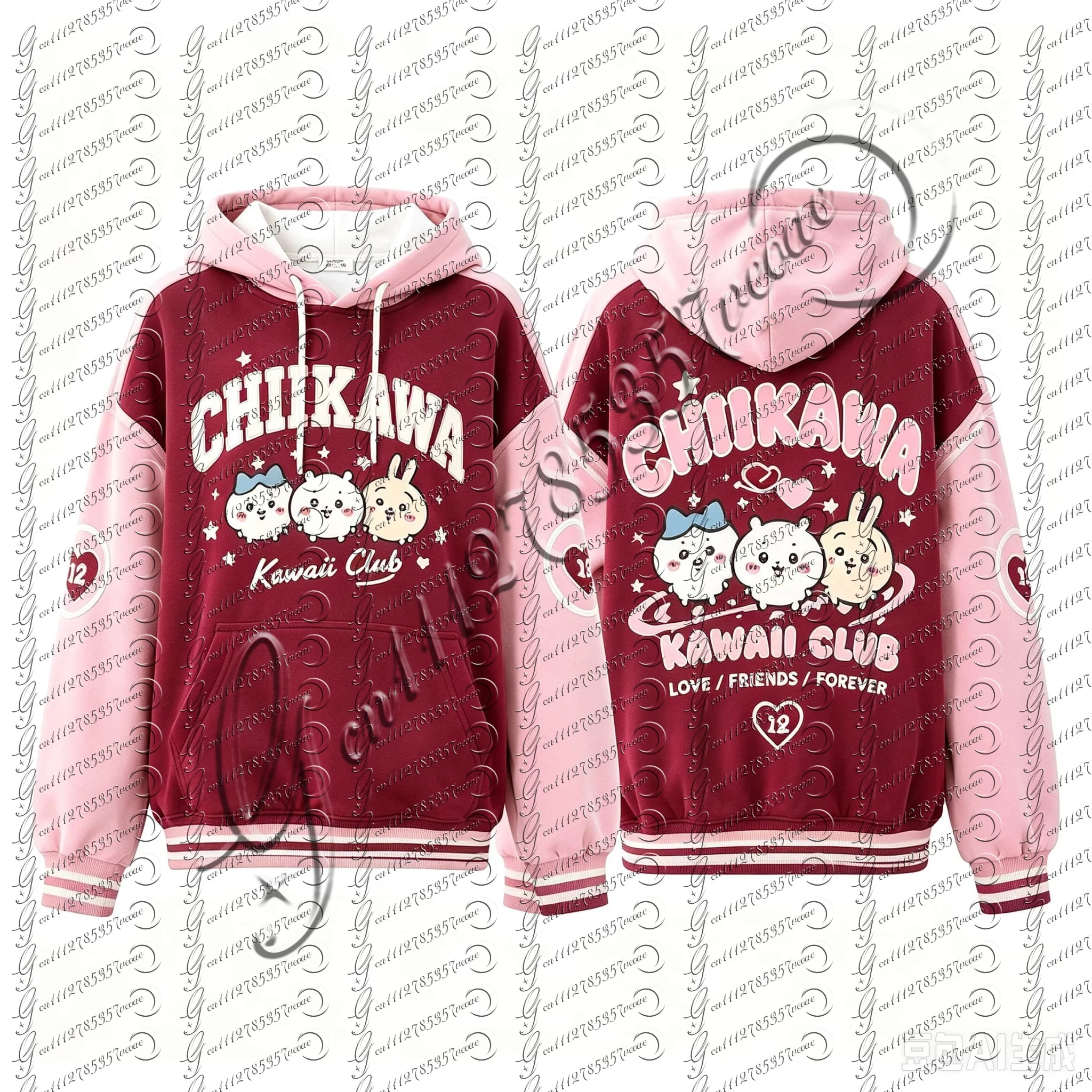 Graphic Hoodie Streetwear - Chiikawa Kawaii Karikatür Kapüşonlu Sweatshirt, Çift