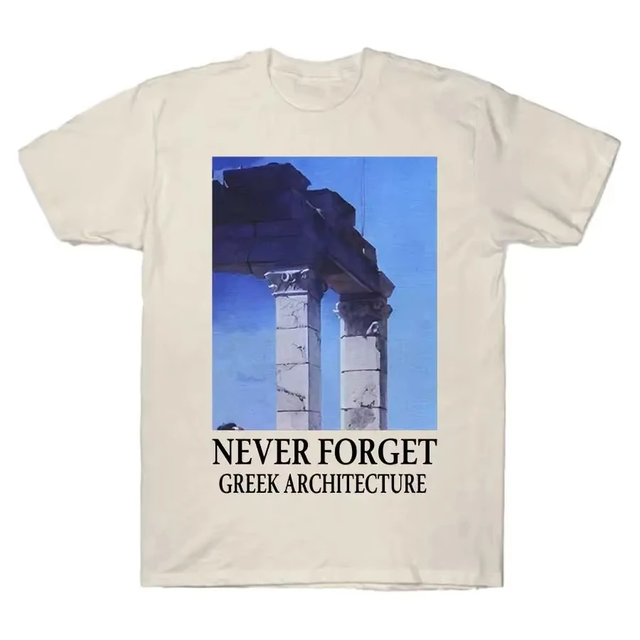 Vergiss niemals die griechische Architektur – bedrucktes T-Shirt, unisex, für Männer, Frauen und Kinder, kurzärmelig, lässiger Streetwear-Stil, grafisches Design. – Detail 6