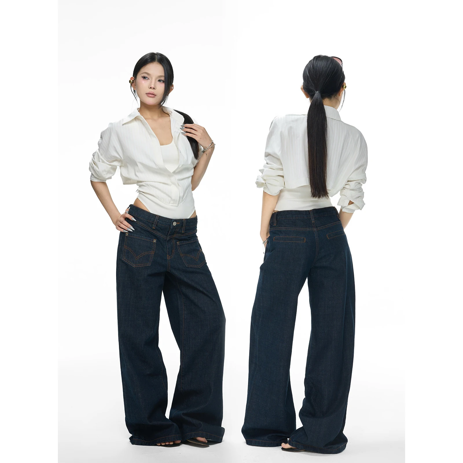 

Белый комбинезон Slim Fit с эффектом двухслойности, дизайнерский, для повседневной носки, в британском стиле, из модной ткани, с длинными рукавами и воротником