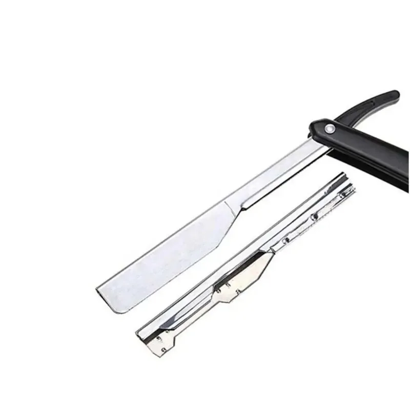 5pcs Adjustable Folding Straight Edge Razor - Stainless Steel Manual Shaver for Beard & Hair Cutting, Barber Tools Kit