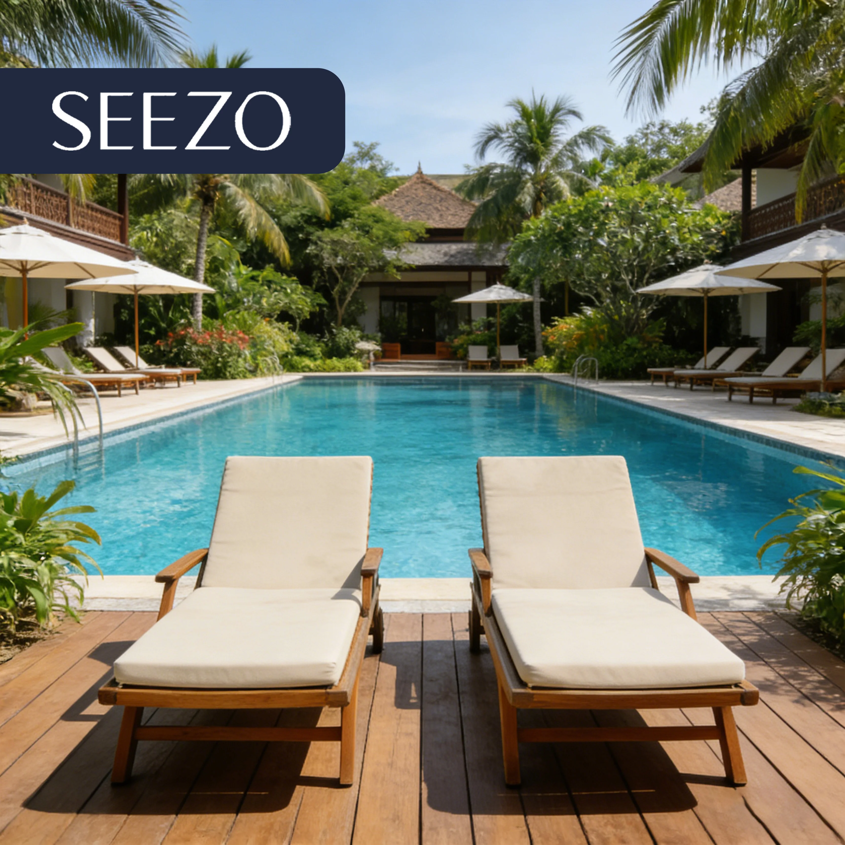 

Luxury Teak Wood Villa Sun Lounger Outdoor Poolside Lounger Chair Hotel Resort Garden Beach Waterproof Chaise Lounge For Outdoor