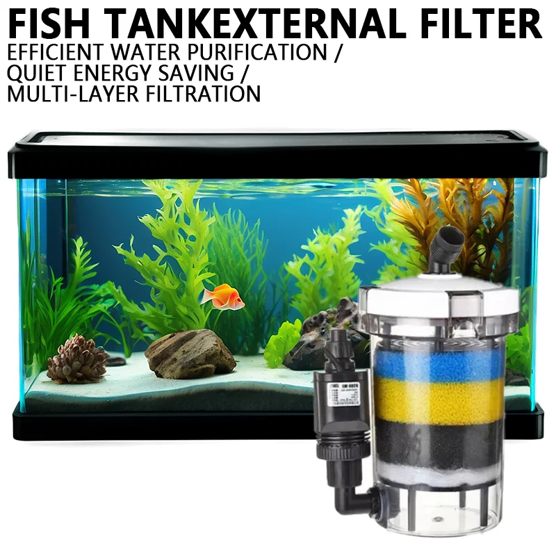 

Aquarium Filters External Fish Tank Filter Bucket Aquariums Dedicated Silent Filters with Sponge Three-Layer Filtration System