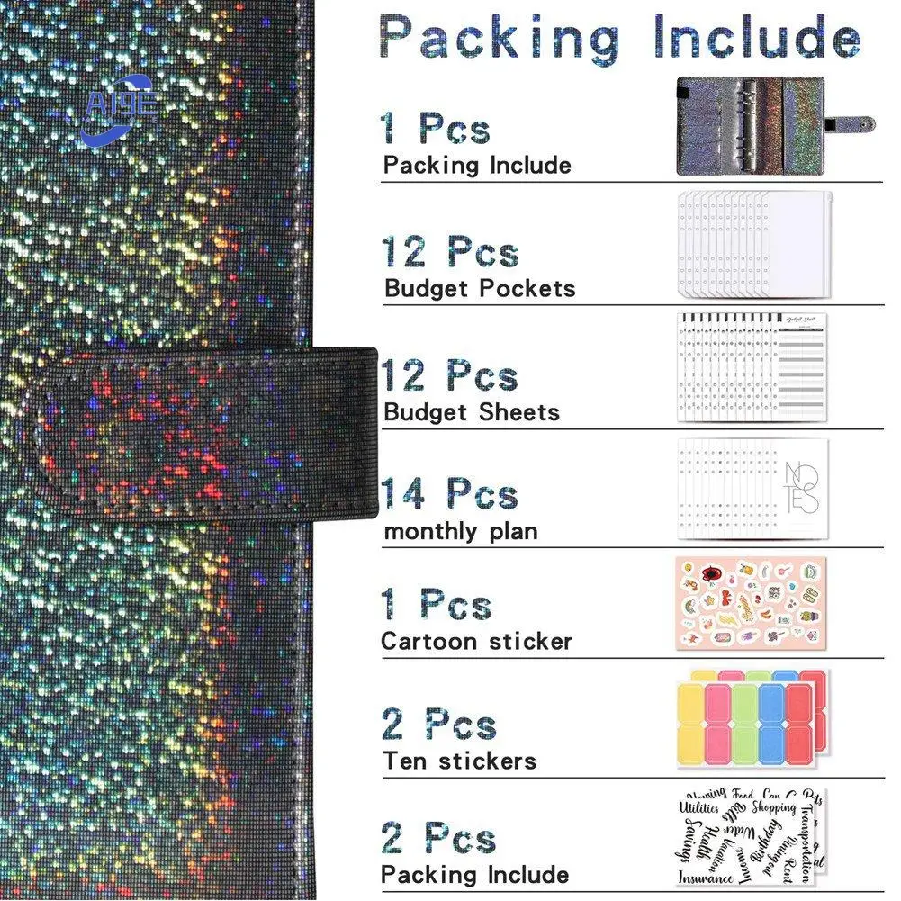 

A19E-A6 Budget Planner Binder With Zipper Envelopes Cash Envelopes For Budgeting, Money Organizer For A6 Cash Budget Binde